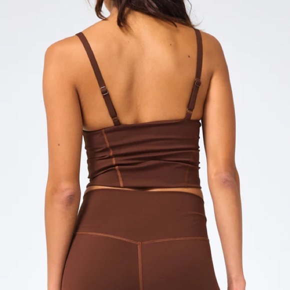 Terez Action Corset Crop Tank in Cafe Brown - workout top - Picture 3 of 5